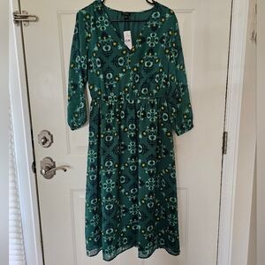 Ann Taylor Factory Green Floral Midi Dress - Size Small NWT!